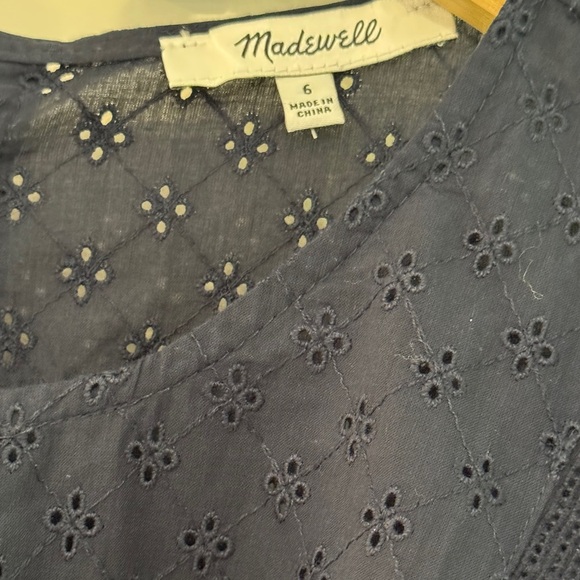 Madewell Navy Long Sleeve Blouse - Picture 2 of 3